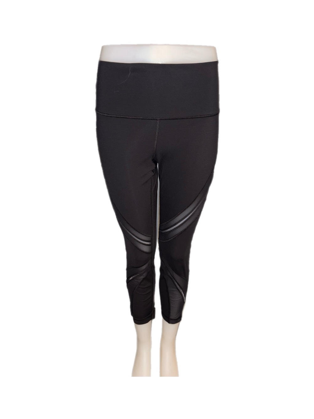 lululemon athletica Black High-Waist Capri Leggings with Sheer Insets